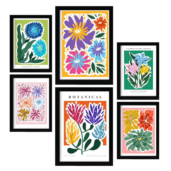 Set tablouri, 6 buc, A3/A4, Pentru camera de zi, Multicolor