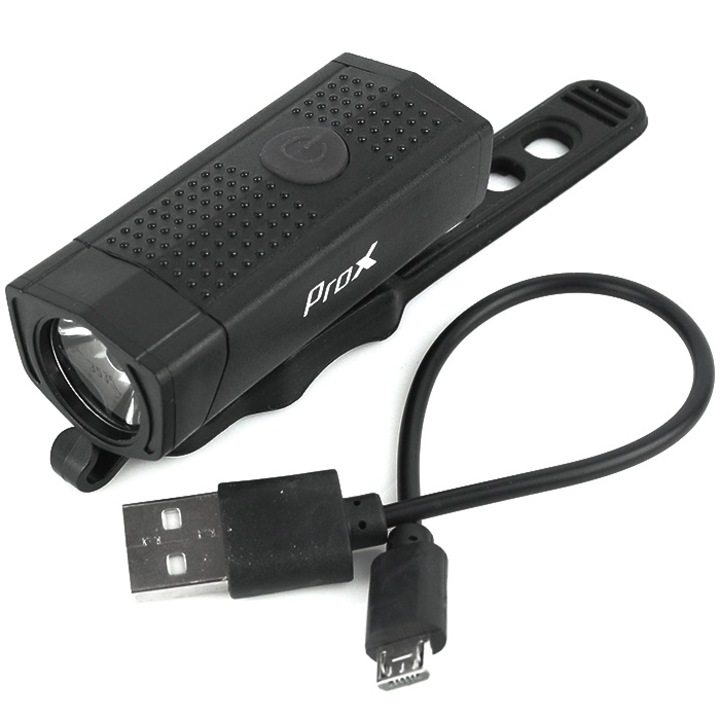 Преден фар за велосипед, PROX, 400 lm, USB, черен
