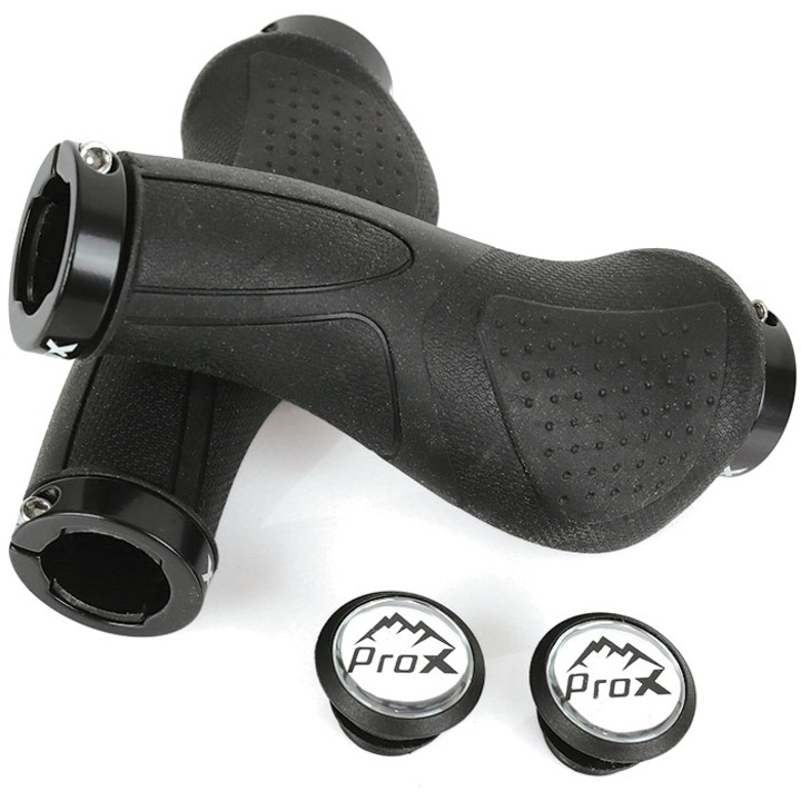 Set 2 mansoane bicicleta, Prox, PVC/TPE, 135 mm, Negru