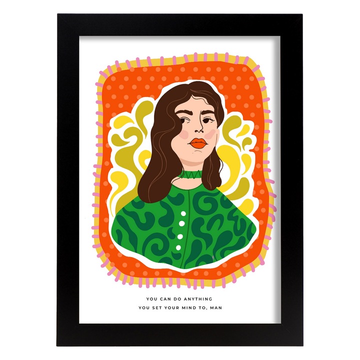 Tablou cu dama, Nacnic, Lemn, 29.5x21 cm, A4, Multicolor