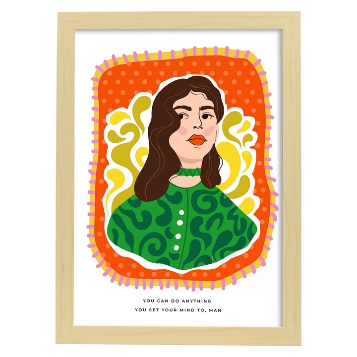 Tablou cu dama, Nacnic, Lemn, 42x29.5 cm, A3, Multicolor