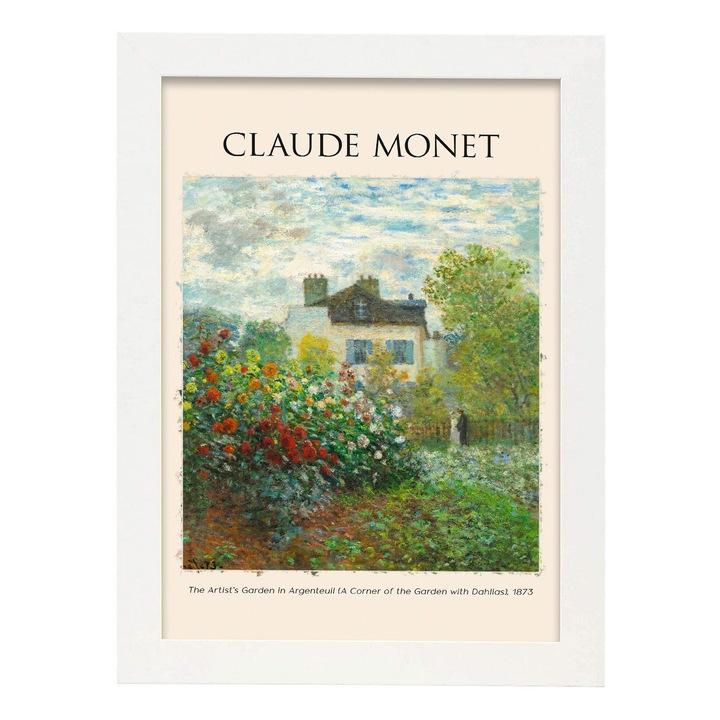 Tablou cu rama Claude Monet, Nacnic, A4, Alb