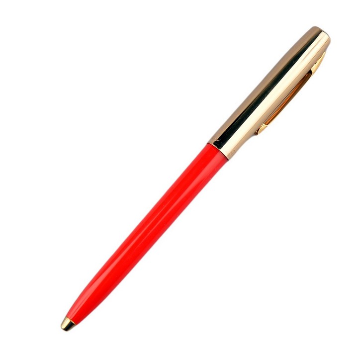 Химикалка Fisher Space Pen Cap-O-Matic 775G-R, Месинг капачка, Червено тяло, Подаръчна кутия