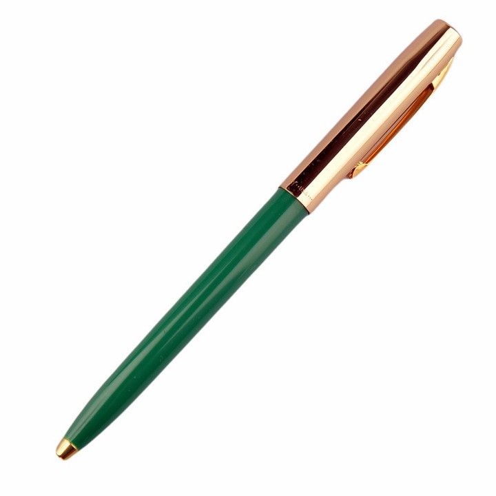 Химикалка Fisher Space Pen Cap-O-Matic 775G-G, Месинг капачка, Зелено тяло, Подаръчна кутия