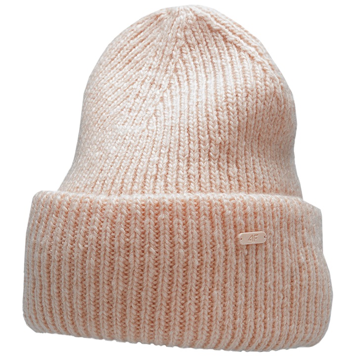 Caciula 4F pentru femei, structura in dungi, margine pliata, S/M, 50-58cm