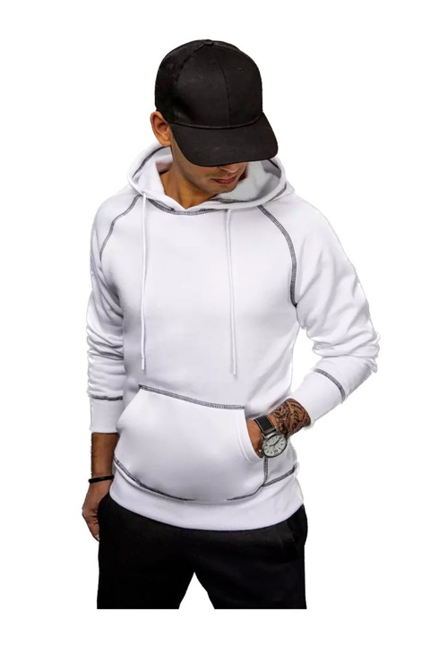 Dstreet Férfi kapucnis pulóver Lhundup fehér, Fehér