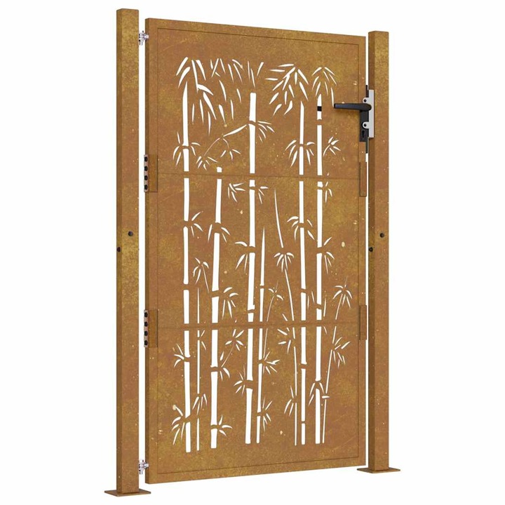 Poarta pentru gradina vidaXL, 105x130 cm, otel corten, model bambus 13.35 kg 153186