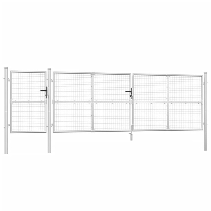 Poarta de gradina din plasa vidaXL, argintie 500x175 cm otel galvanizat 60.85 kg 154558