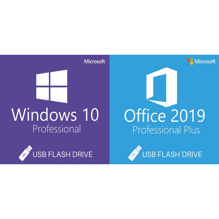 Windows 10 Pro, многоезичен, USB и Office 2019 Professional Plus, многоезичен, USB лицензен пакет