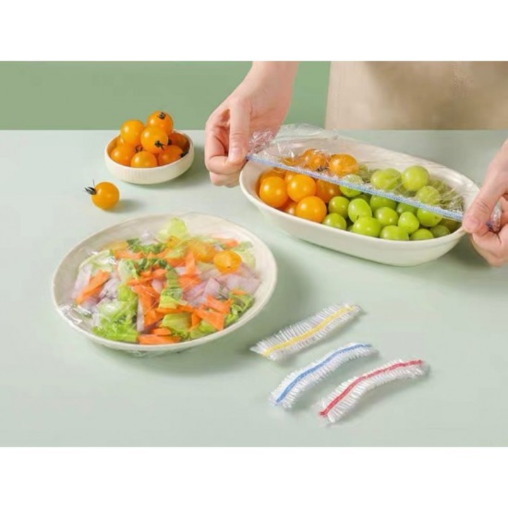 Set 100 folii de protectie de unica folosinta, elastice, tip capac, universale