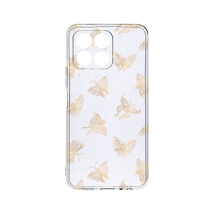 Силиконов калъф BestCase за Honor X8B, Gold Butterfly, Camera Protection, Clear Silicon 2MM, Transparent T 919