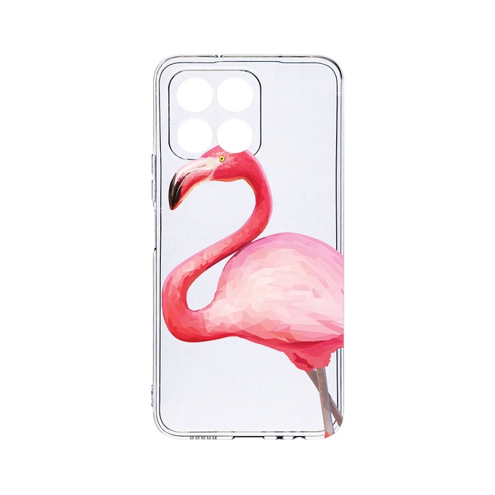 Husa BestCase® Clear Silicon 2MM, Compatibila Cu Honor X6a, Flamingo, Antisoc, Protectie Camera, Margini ridicate pentru protectia ecranului, T 55