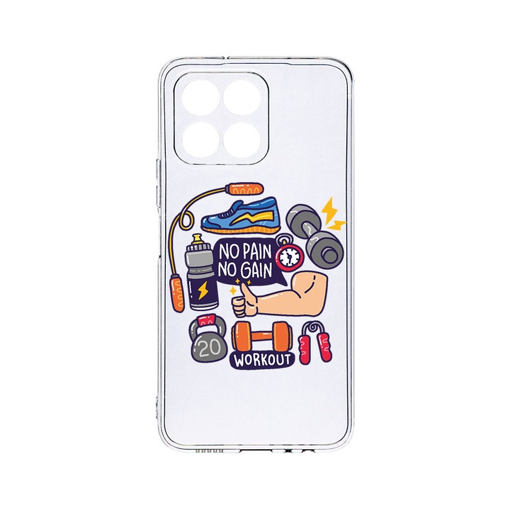 Husa BestCase® Clear Silicon, Compatibila Cu Honor X6, No Pain No Gain, Antisoc, Protectie Camera, Margini ridicate pentru protectia ecranului, T 783