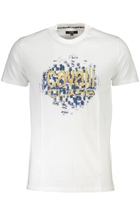 Tricou barbati cu imprimeu aztec, Cavalli Class, Alb