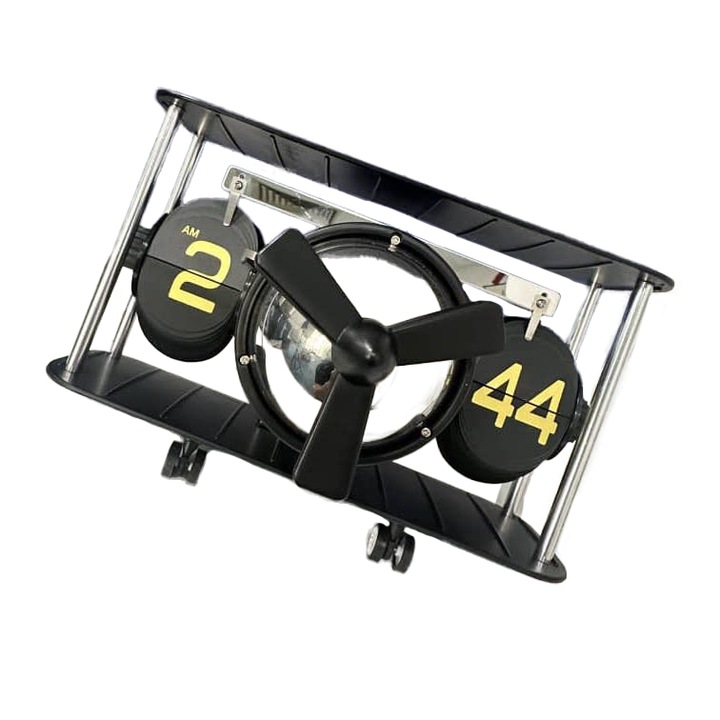 Ретро часовник BRAGUS, във формата на самолет, аналогов, класически дизайн, автоматично връщане, пластмаса, Черно-Жълт