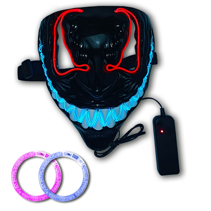 Комплект Purge Horror Venom Mask, Светещи гривни