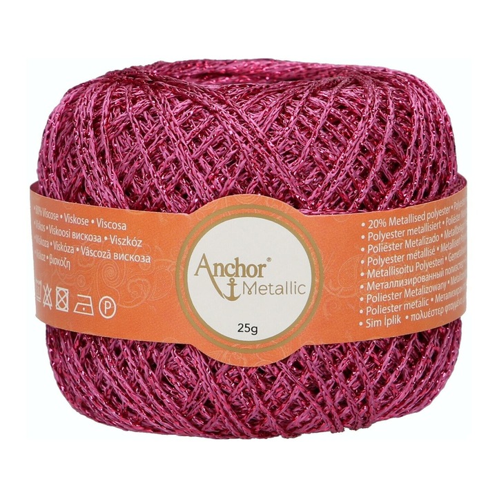 Fém menet, Anchor Metallic, menetvastagság 2 Fine, hossza 100 m, 25 g, rózsaszín 00308
