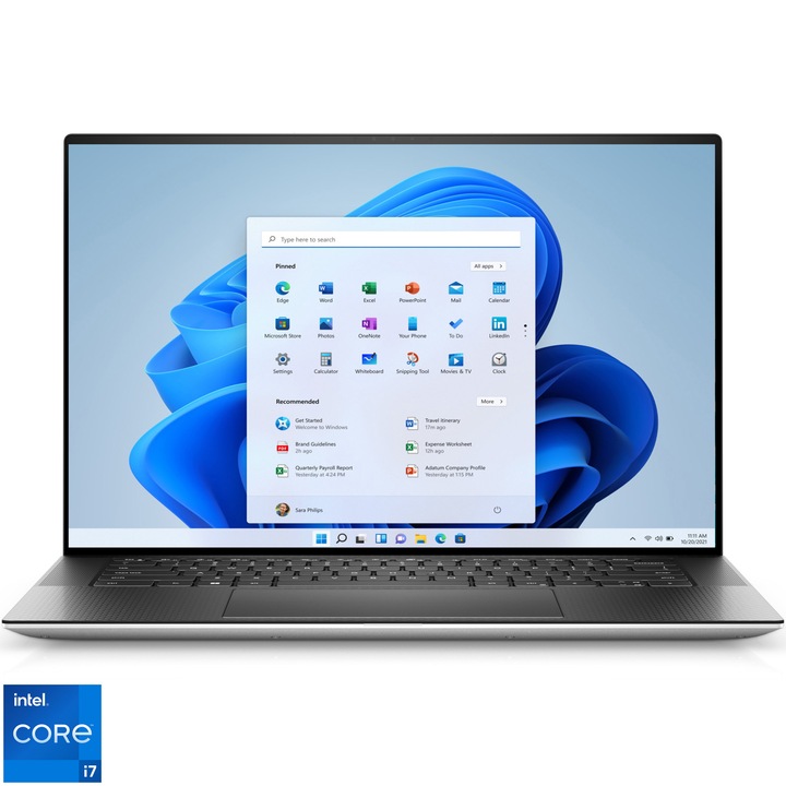 Laptop Dell Ultrabook XPS 9530, 15.6", OLED 3.5K Touch Display, cu Procesor Intel Core i7-13700H, 16GB Ram, 512GB SSD, NVIDIA GeForce RTX 4060, Windows 11 Pro, Platinum Silver Exterior, Black Interior