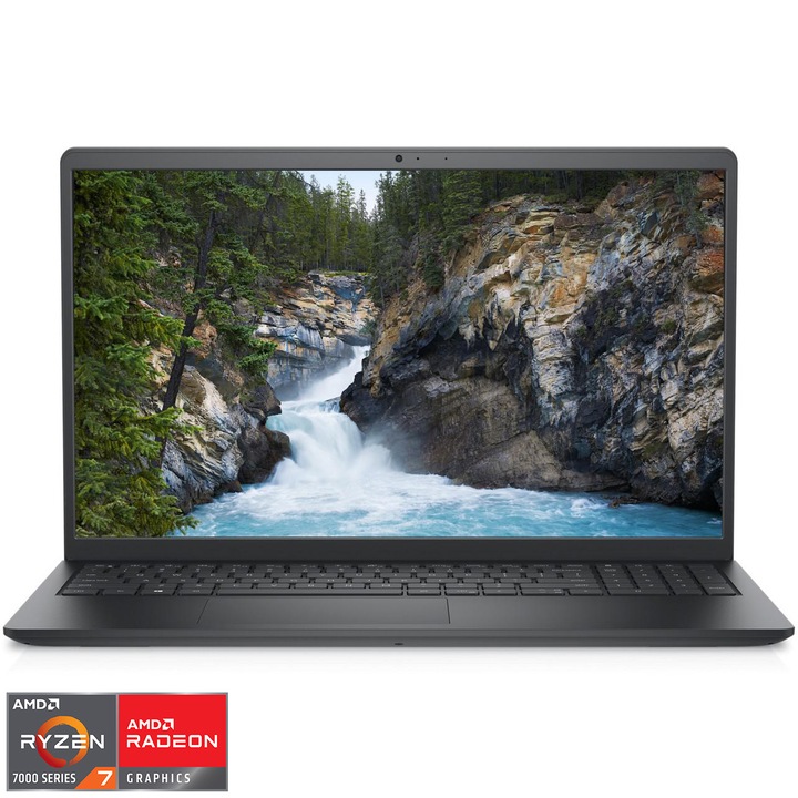 Laptop Dell Vostro 3535 cu procesor AMD Ryzen™ 7 7730U pana la 4.5 GHz, 15.6", Full HD, 16GB, 512GB SSD, AMD Radeon™ Graphics, Ubuntu, Carbon Black, 3y ProSupport and Next Business Day Onsite Service