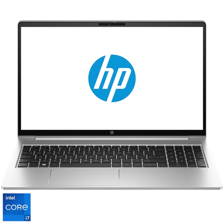 Laptop HP ProBook 450 G10 cu procesor Intel Core i7-1355U 10-Core (1.7GHz, up to 5.0GHz, 12MB), 15.6 inch FHD, NVIDIA RTX 2050- 4GB GDDR6, 16GB DDR4, SSD, 512GB PCIe NVMe, Free DOS, Pike Silver