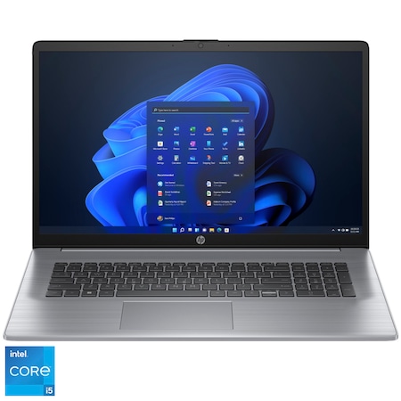 Laptop HP ProBook 470 G10 cu procesor Intel Core i5-1335U 10-Core (1.3GHz, up to 4.6GHz, 12MB), 17.3 inch FHD, Intel UHD Graphics, 16GB DDR4, SSD, 512GB Pcle NVMe, Windows 11 Pro 64bit, Asteroid Silver
