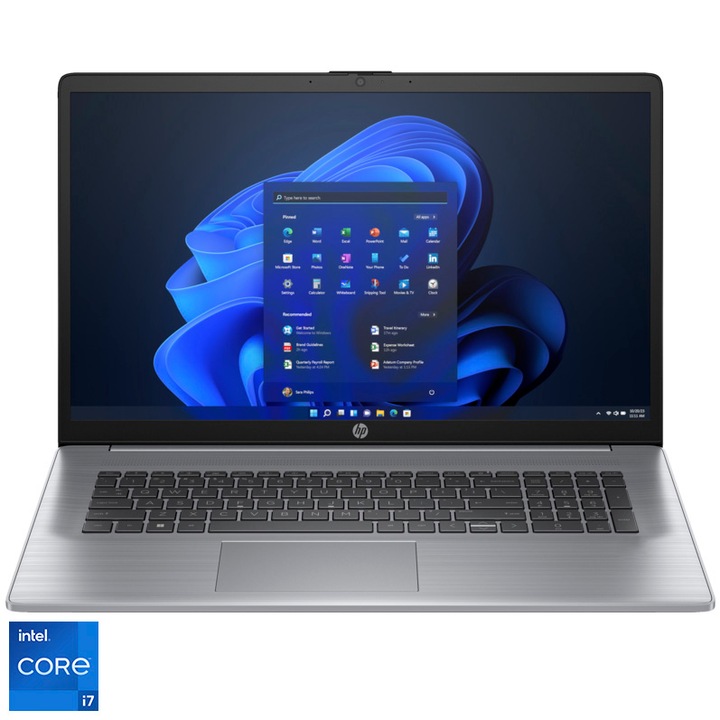 Laptop HP 470 G10, cu procesor Intel® Core™ i7-1355U pana la 5.0 GHz, 17.3", Full HD, IPS, 16GB DDR4, 512GB SSD, Intel® UHD Graphics, Windows 11 Pro, Asteroid silver