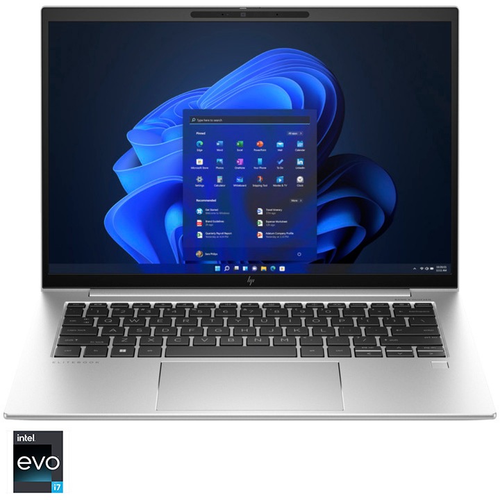 Laptop HP EliteBook 840 G10 cu procesor Intel Core i7-1360P pana la 5.0 GHz, 14”, WQXGA, 32GB DDR5, 1TB SSD, Intel Iris Xe Graphics, Windows 11 Pro, Silver