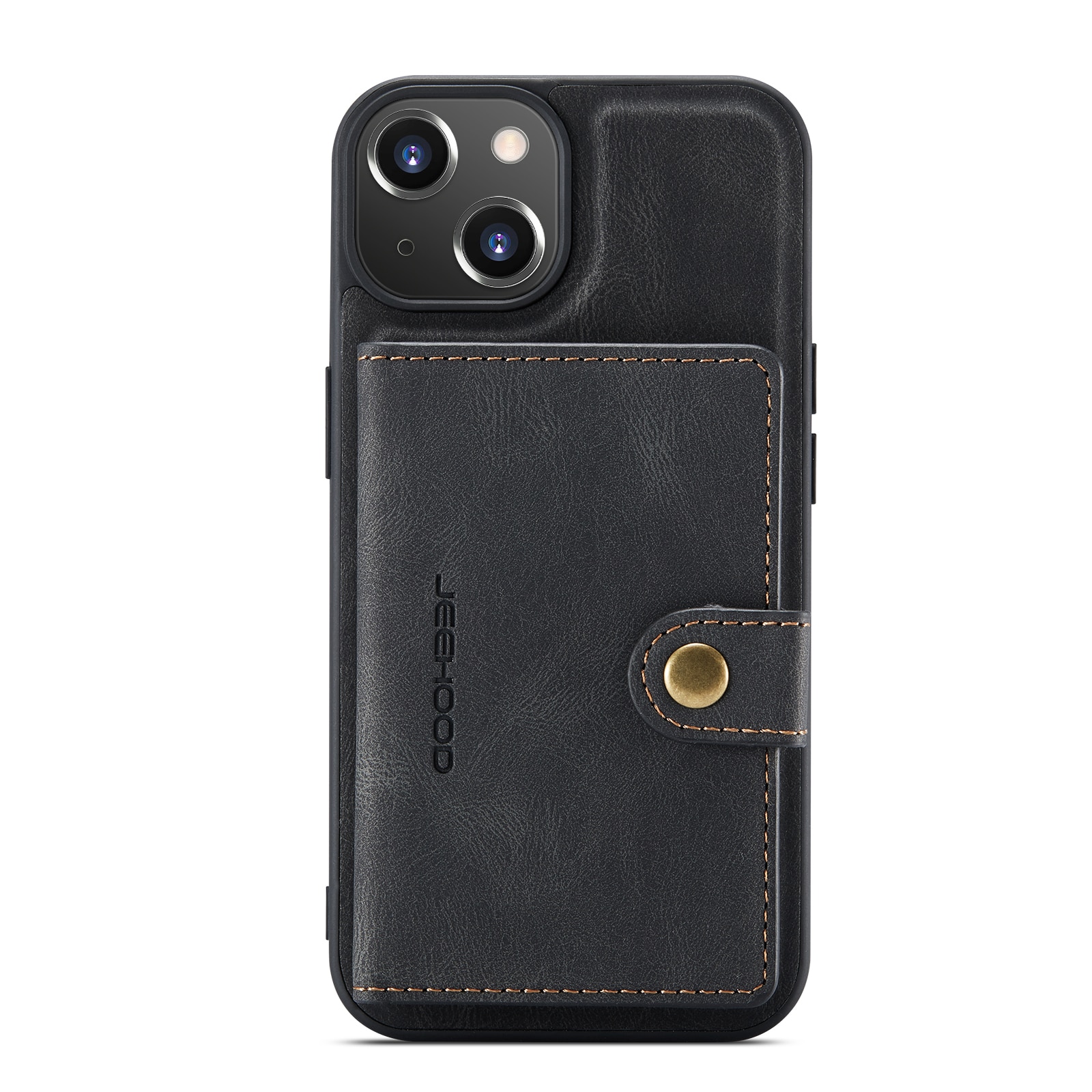 Husa pentru iPhone 14 Plus, piele cu textura moale, back cover, mini portofel detasabil, CaseMe, Negru