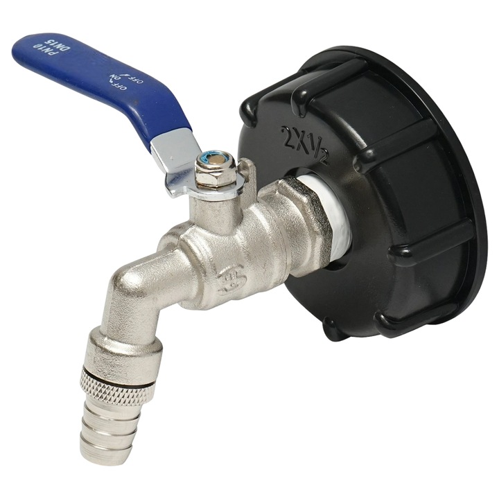 Robinet filet int 60mm, exterior canea de cupru 1/2, pentru bidon apa sau bazin IBC