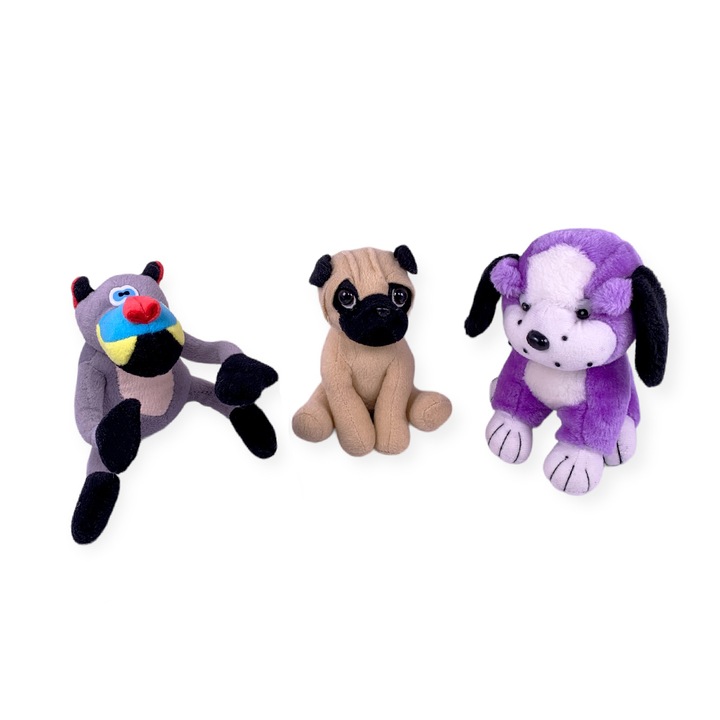 Set de jucarii de plus, Chippo, Doi catelusi si o maimuta „Mandrill, Multicolor