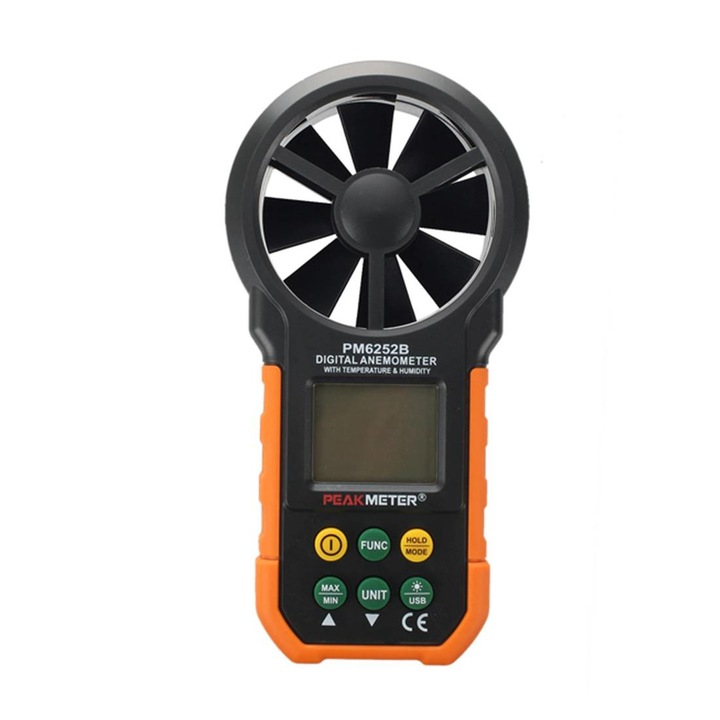 Анемометър PM6252B, Обем на въздух, Скорост до 40m/s, CFM, CMM, CMS