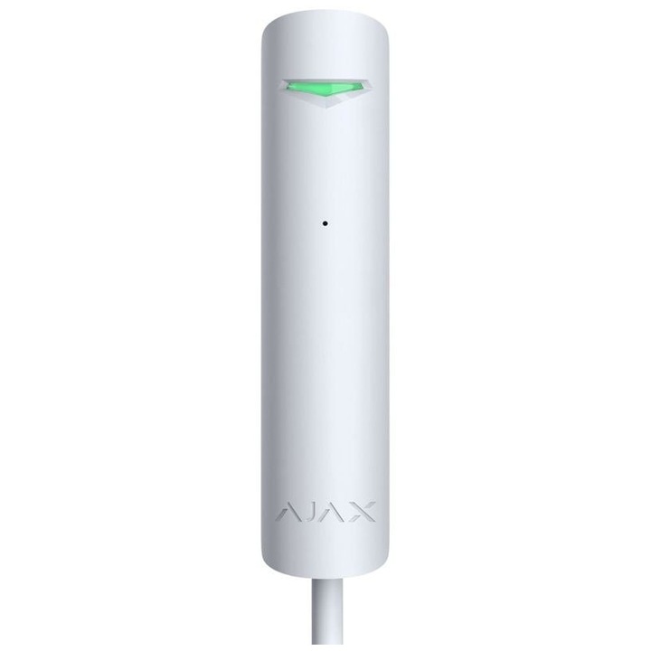 Detector de geam spart GlassProtect Fibra, cablat, alb, Ajax