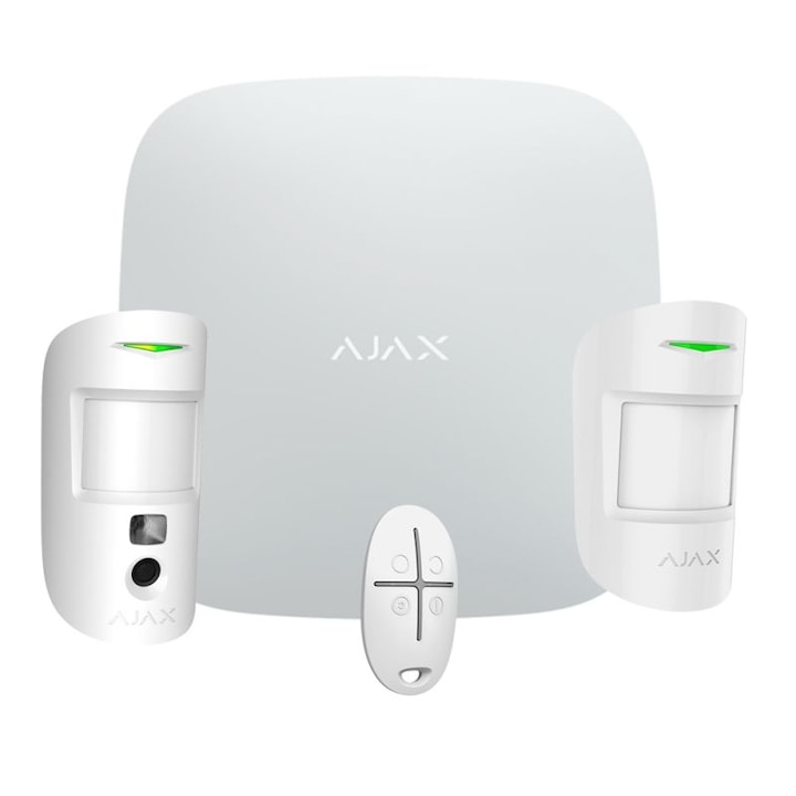 Алармен комплект StarterKit Cam, безжична, LAN и 2G, бяла, Ajax