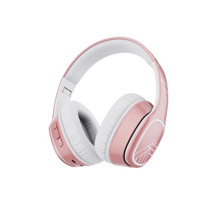 Безжични Bluetooth Слушалки PowerLocus P7 Upgrade, Bluetooth 5.3, Автономия 50 часа, Multi Point Connection, Розово злато