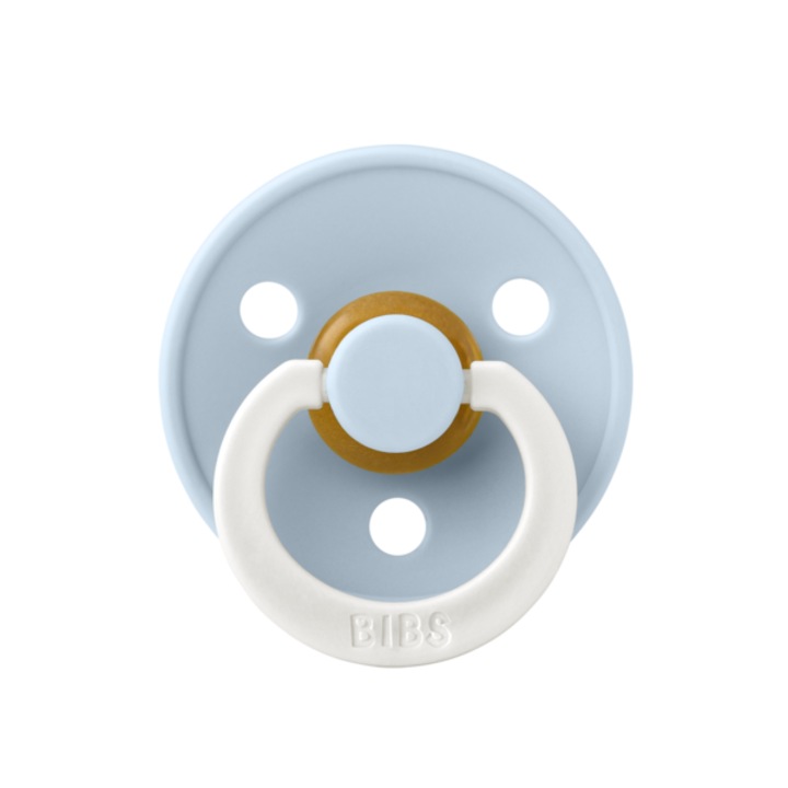 Suzeta fosforescenta Colour GLOW Latex, tetina rotunda, 0 luni + Baby Blue, BIBS