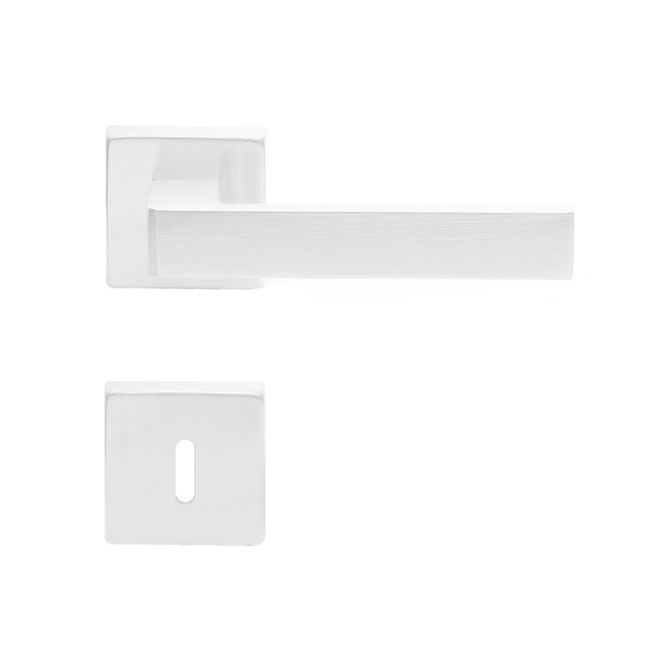 Set manere usa, TECHNA, rozeta cheie standard, finisaj alb