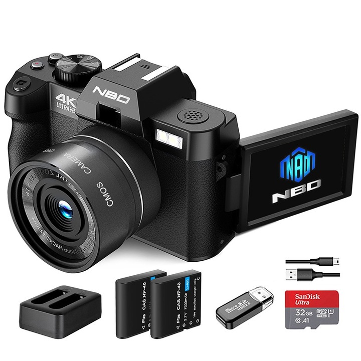 NBD® digitális fényképezőgép, 48 MP, 16X digitális zoom, 3,0", 32 GB-os SD-kártya, fekete