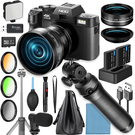 Aparat foto digital, NBD, 48 MP, 16X Digital Zoom, SD Card, Filtru 3 culori si maner pentru trepied, Negru