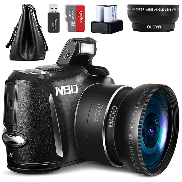 Цифров фотоапарат NBD, 4K, 48MP, Ultra HD, 3.0'', 16X увеличение, Черен