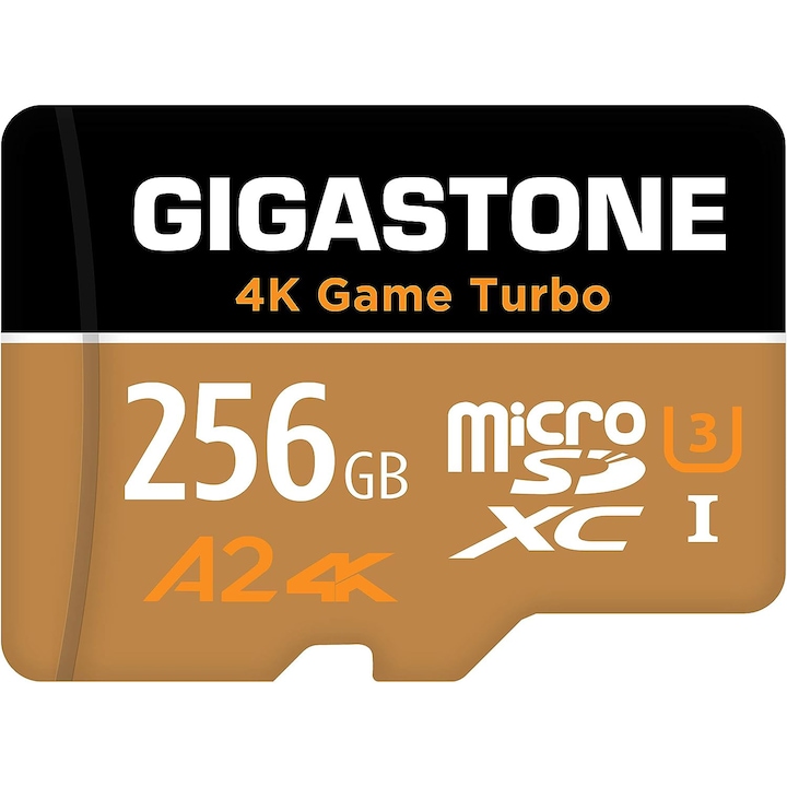 Карта памет Gigastone MicroSDXC 4K Game Turbo, 256GB, 160 MB/s, UHS-I U3, A2, Class 10, SD адаптер