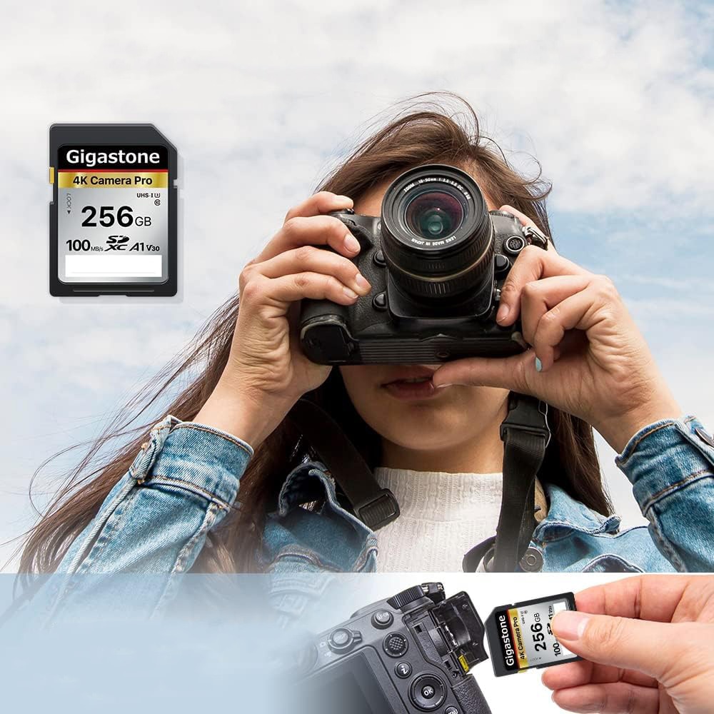 100mb Camera Карта памет Gigastone SDXC 4K Camera Pro, 256GB, 100MB/s, UHS-I U3, A1 ...
