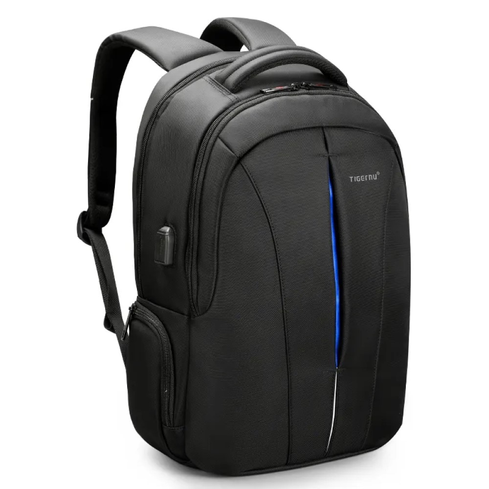Rucsac laptop 17", smart casual pentru calatorii, expandabil, cu cifru TSA antifurt si port USB, Tigernu, 33x15x48 cm, Negru
