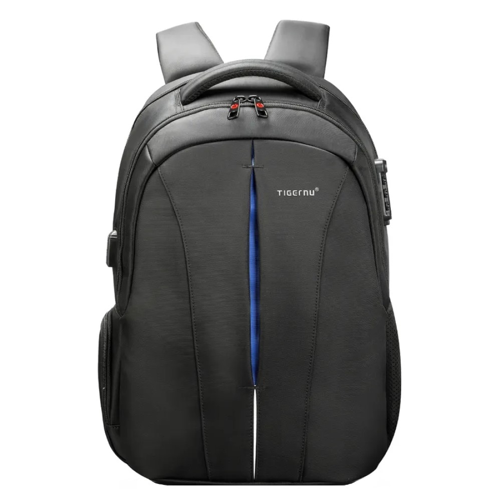 Rucsac laptop 17", smart casual pentru calatorii, expandabil, cu cifru TSA antifurt si port USB, Tigernu, 33x15x48 cm, Negru
