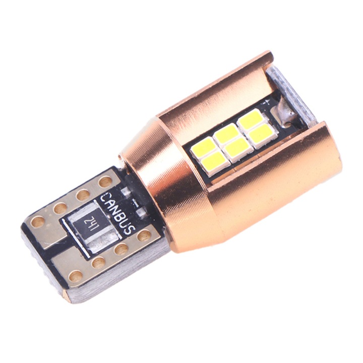 Bec led t10 w5w gold 18 smd alb