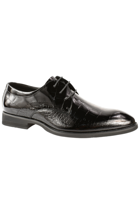 Pantofi eleganti, barbati, OTTER, SN30014 negru lacuit, piele naturala, Negru