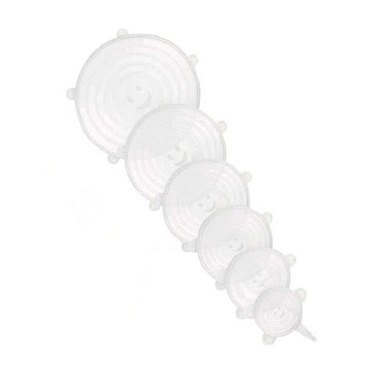 Set 6 Capace din Silicon Termorezistent DAVIDAMI CONCEPT® pentru Oale, Cratite, Caserole si Borcane