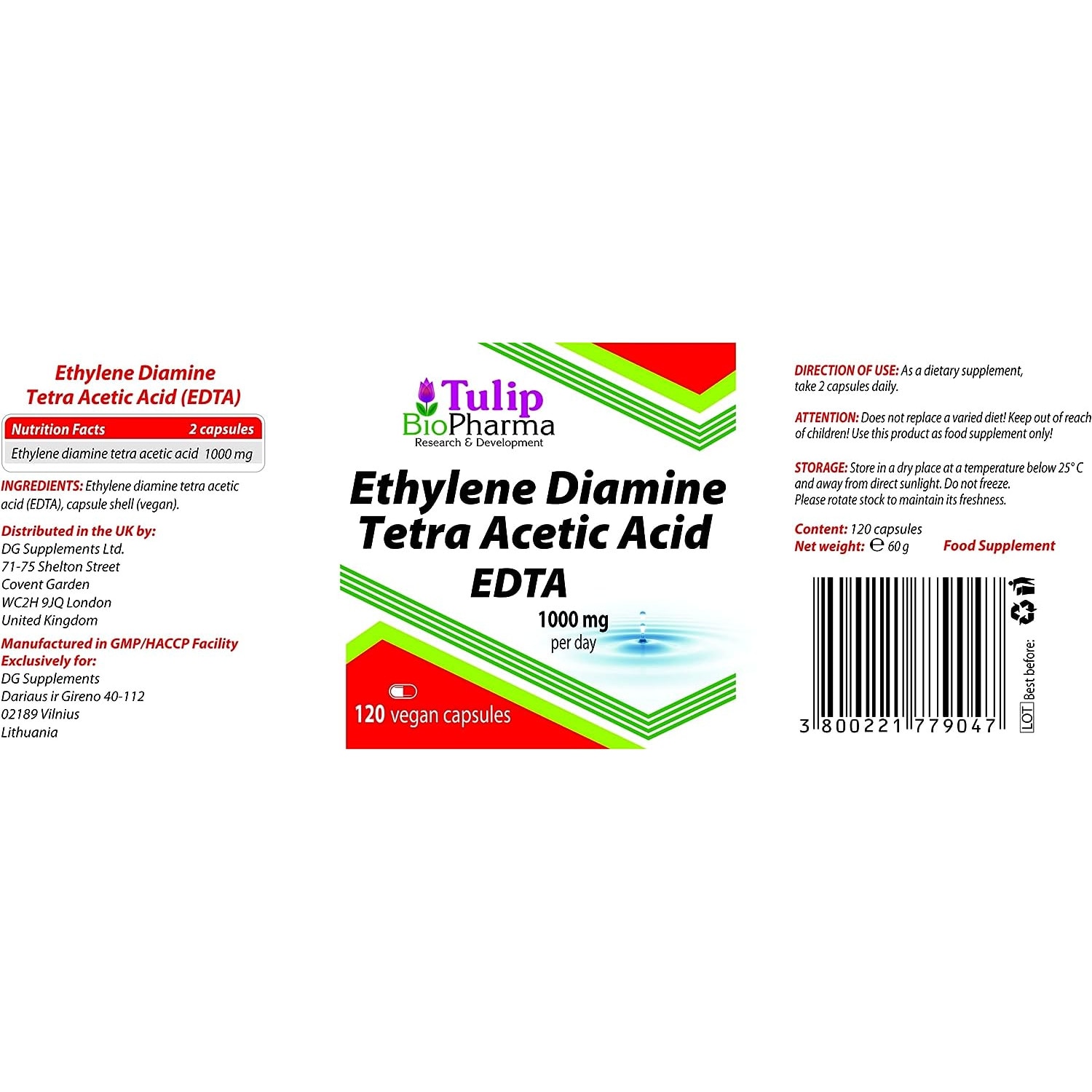 EDTA Ethylene Diamine Tetra Acetic Acid 500mg 120 Vegan Capsule eMAG.ro