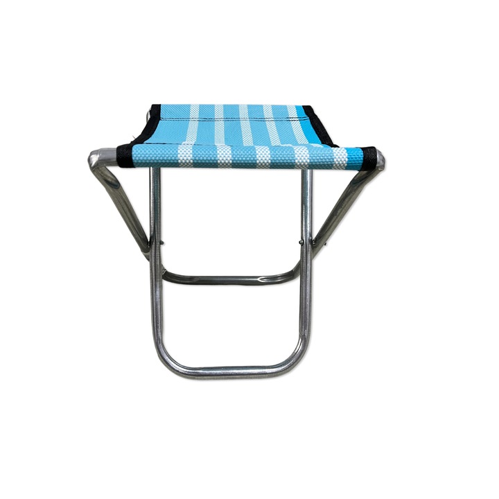 Scaun pliabil pentru camping, max 100kg, 25x22.5x20cm, Albastru-Alb