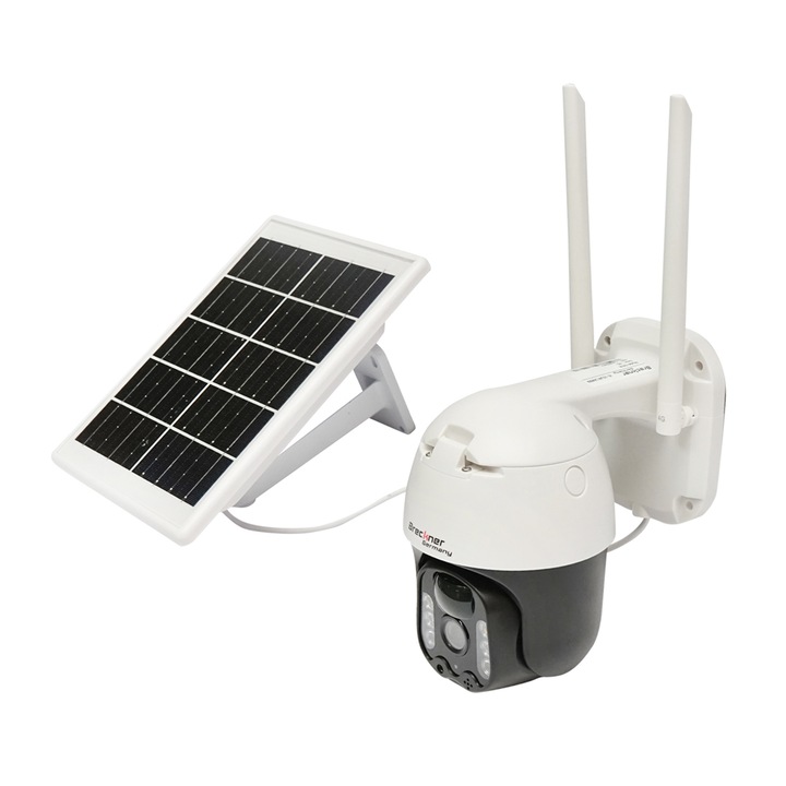 Camera supraveghere 4G wireless 24/7 rotativa, complet autonoma, incarcare cu panou solar, PTZ, 1080P, PIR, IP66