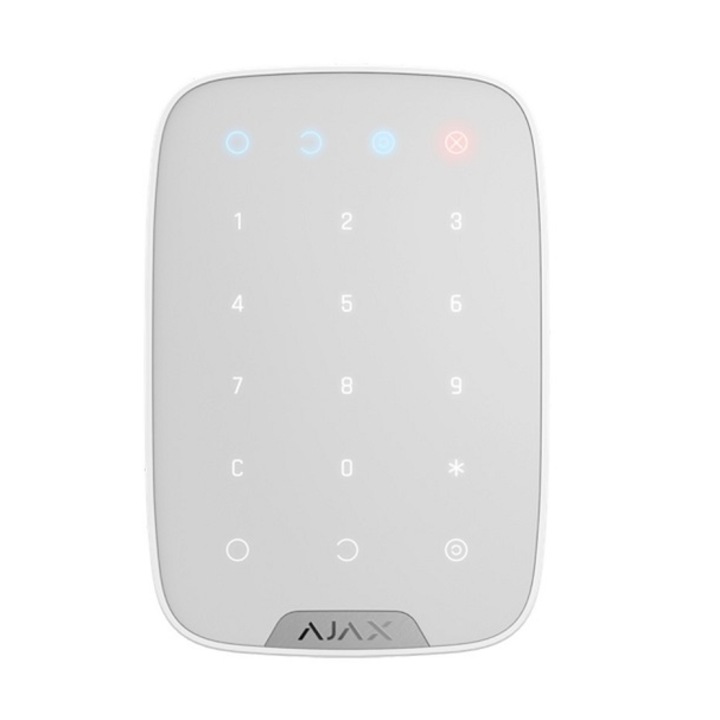 Tastatura cu cititor carduri, wireless, alb, Ajax KeyPadPlus